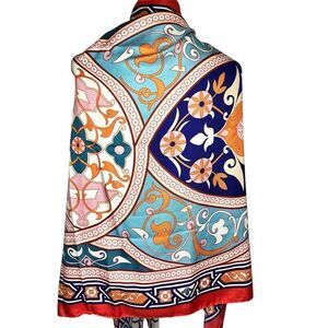Vibrant Multicolor Geometric Scarf Shawl Wrap – 34” x 72”